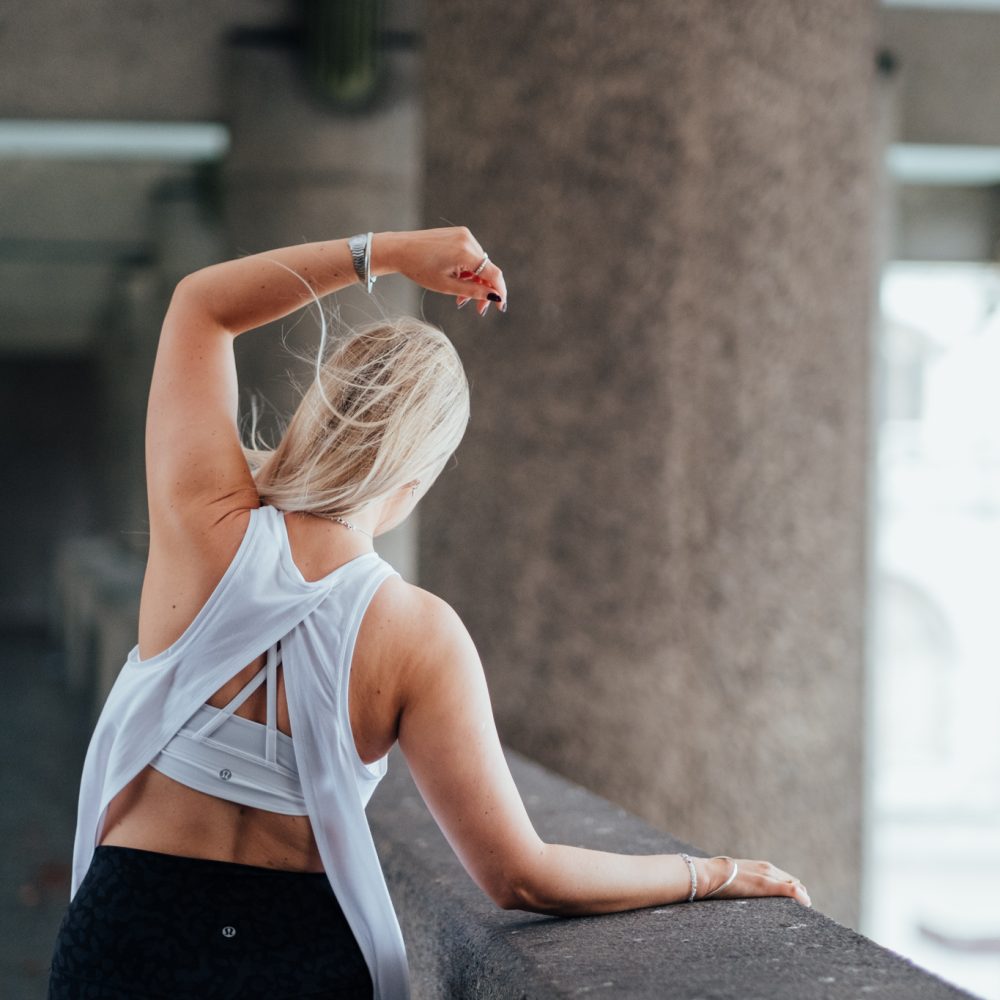 Martha rested side bend yoga pose photography at The Barbican